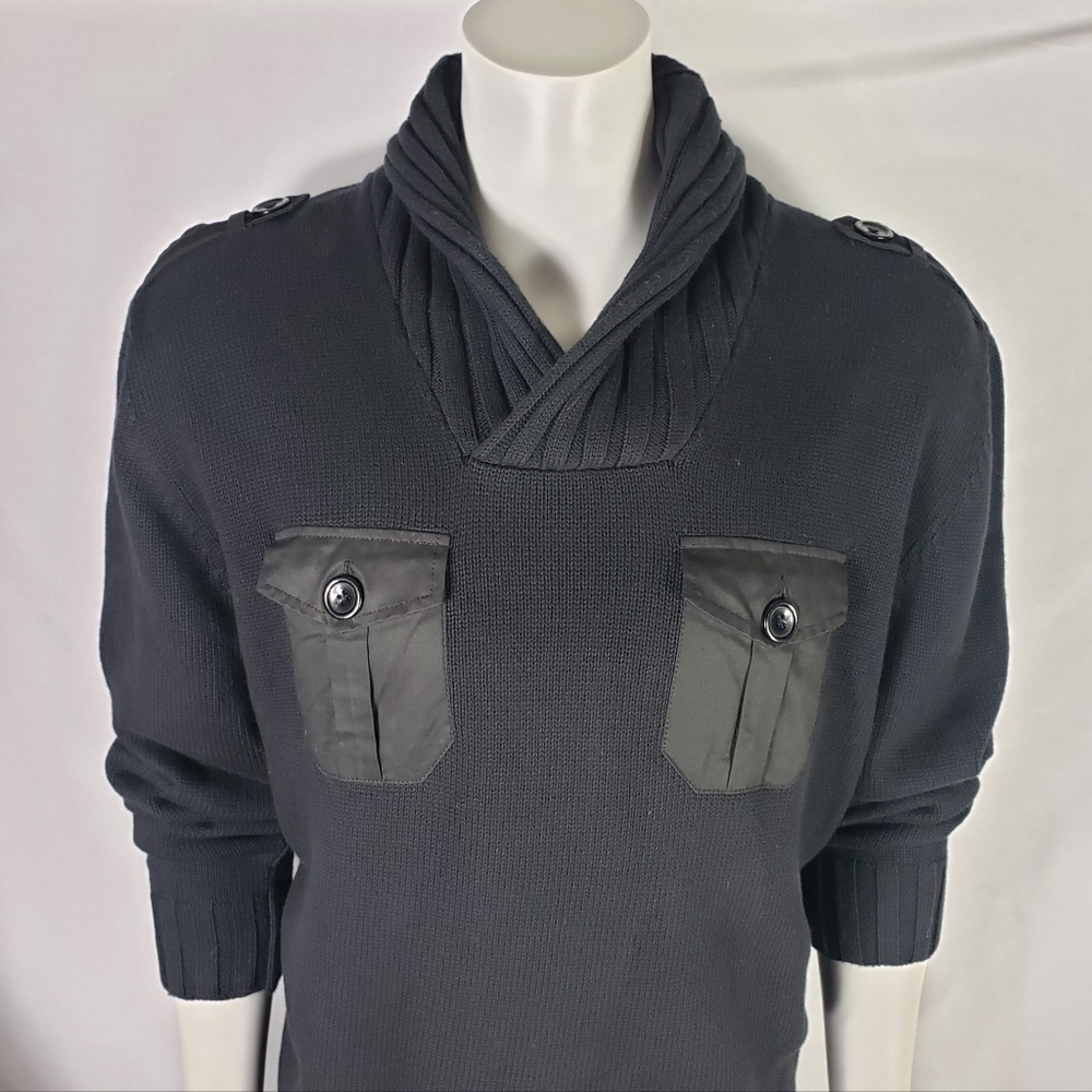 Bar III Mens Black Ribbed Neck Sweater Size XXL